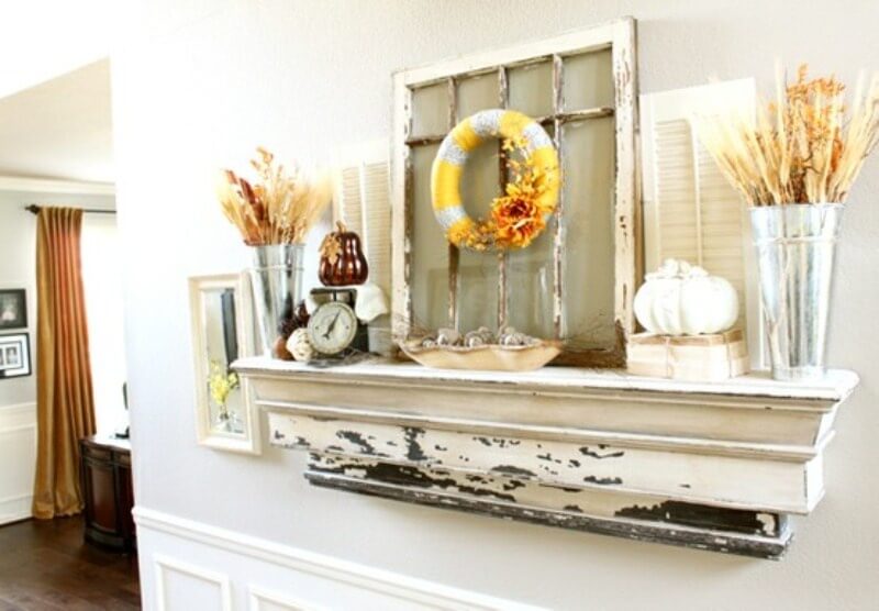 Robust Mantel Shelf With Antique Collection