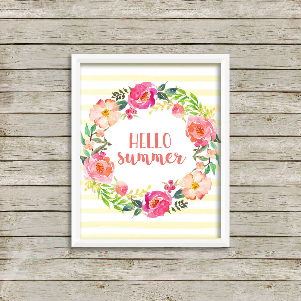 “Hello Summer” Watercolor Wreath