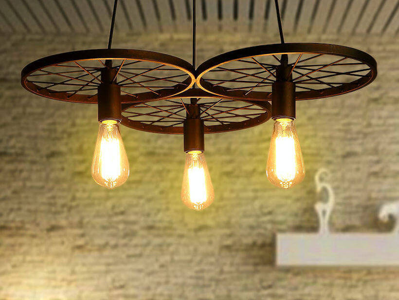 Iron Wheels Create an Elegant Hanging Light