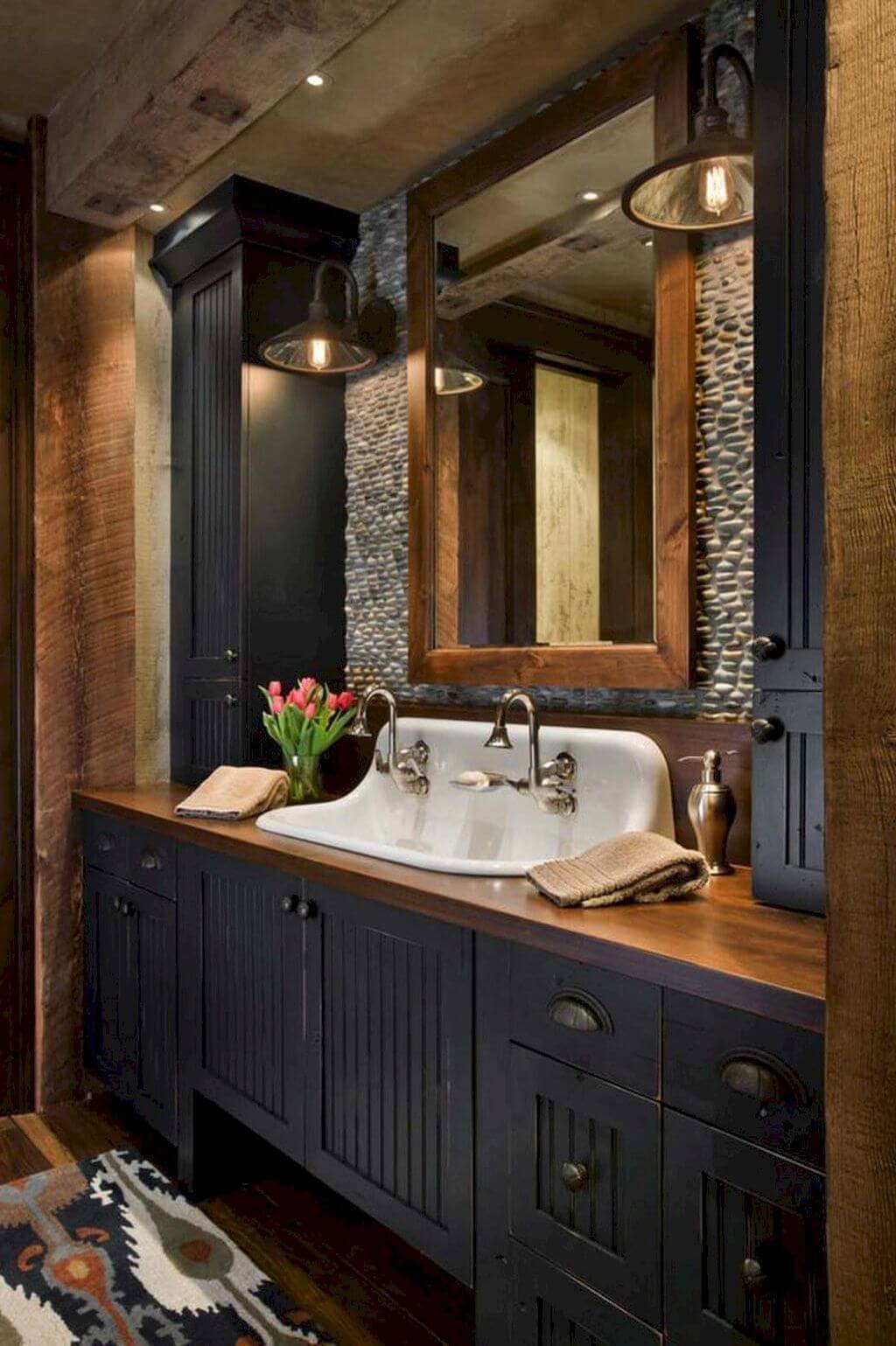 Dark Blue and Raw Wood Idea