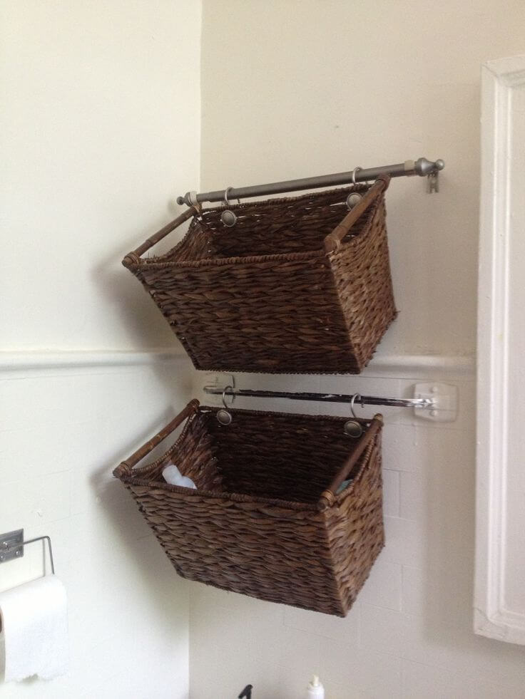 Wicker Basket Organization Idea for Small Spaces