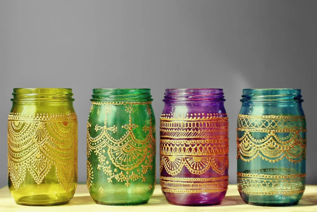 Moroccan Hand-painted Mason Jar Lanterns