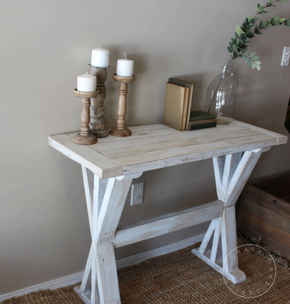 X-Base Pedestal Farmhouse Entry Table