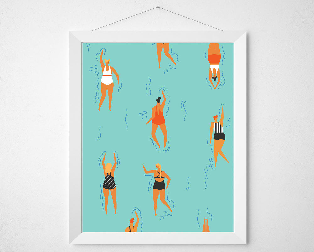 Retro Swimmer Print