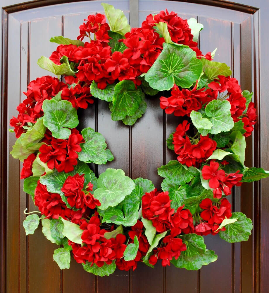 Vibrant Red Geranium Wreath