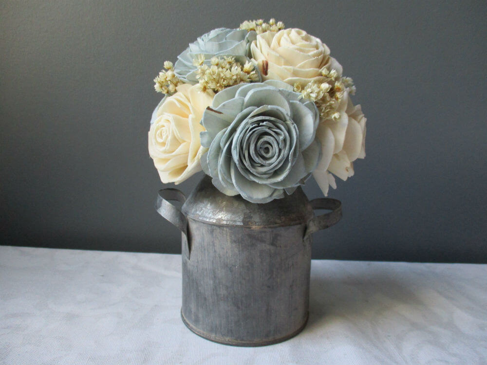 Soft Sola Wood Bouquet in a Sturdy Metal Vase