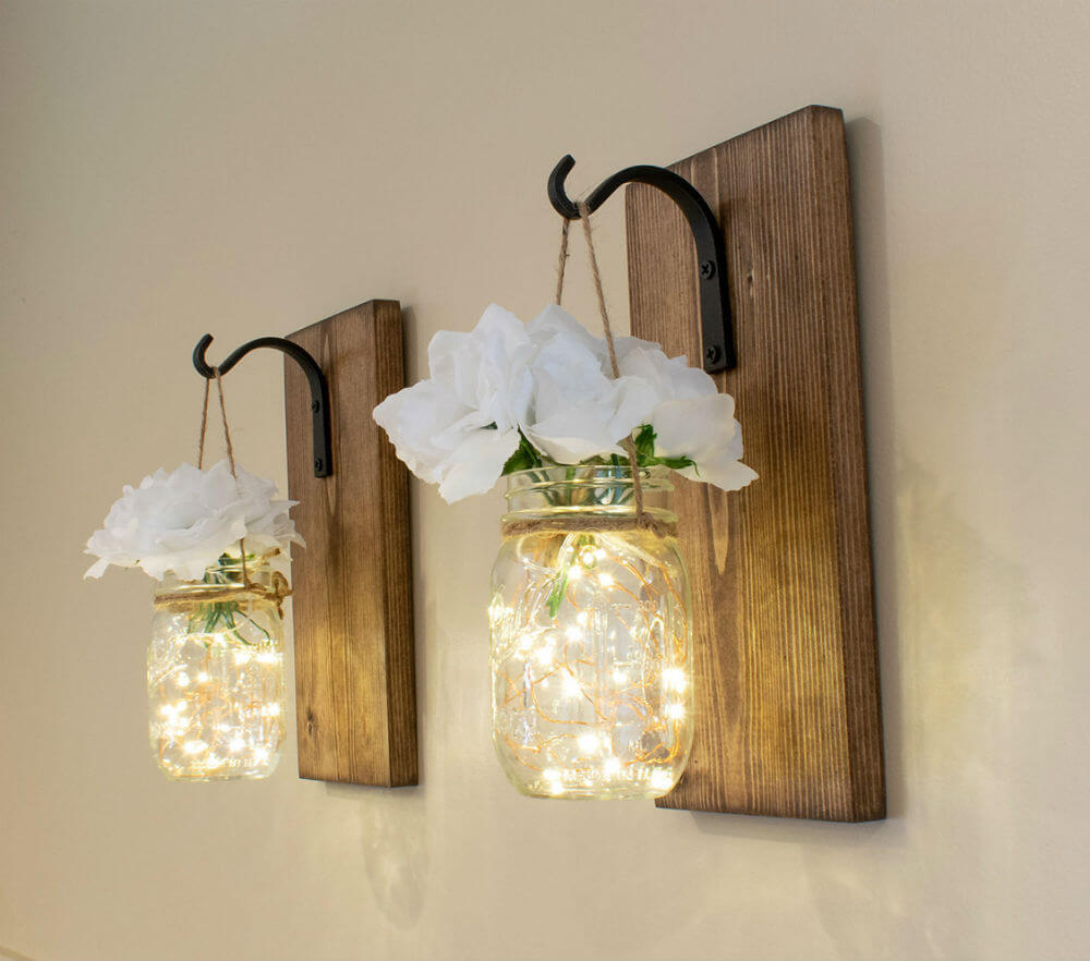 Whimsical Farmhouse Mason Jar Sconce