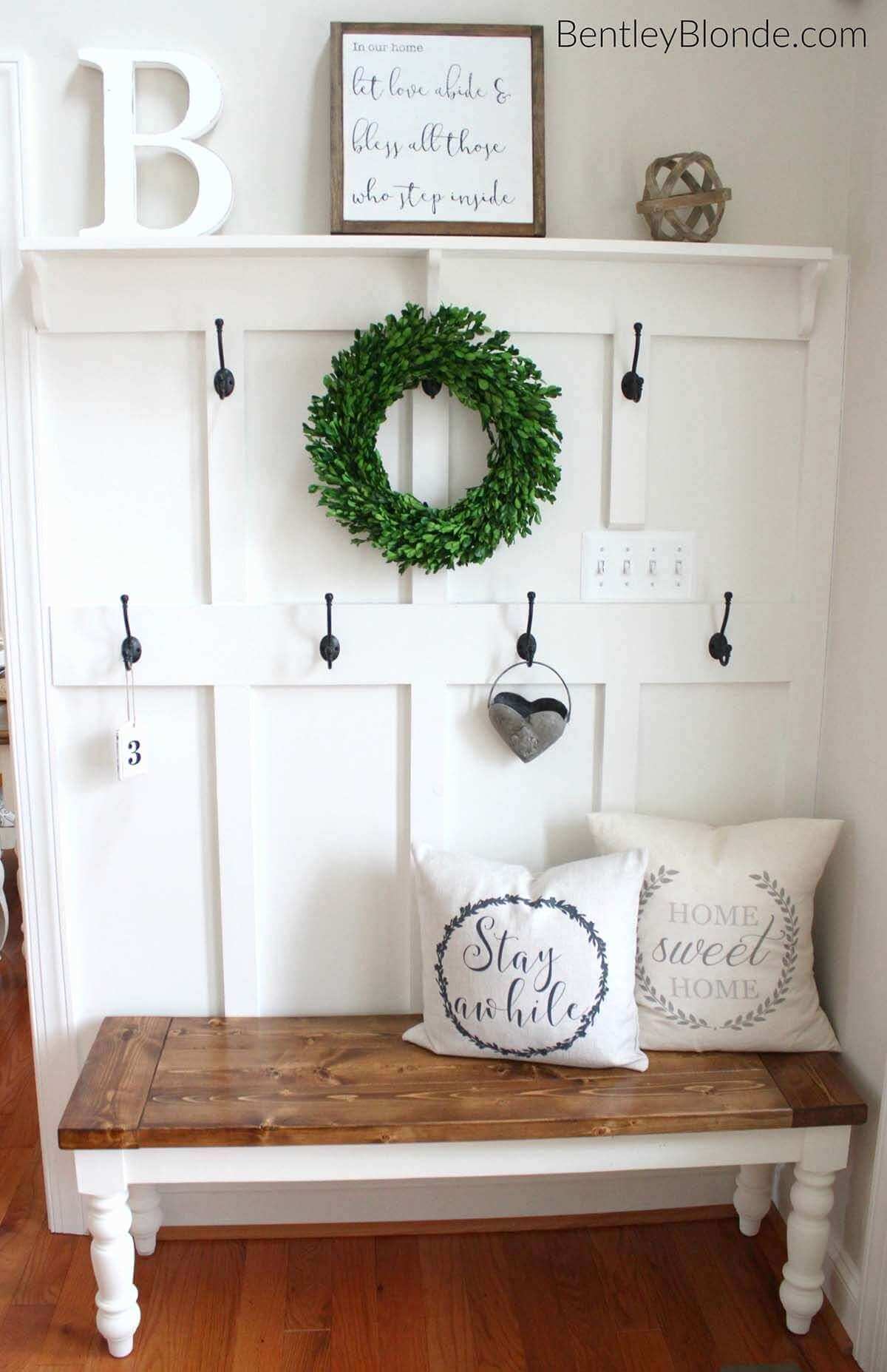 Greet Guests with a Rustic Farmhouse Bench