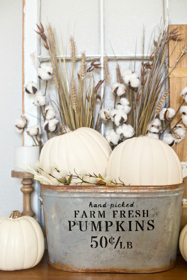 Harvest Bouquets in a Rustic Pail