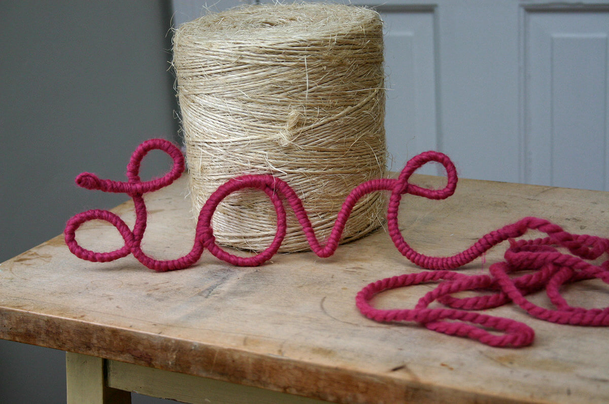 Soft and Sweet Yarn-Wrapped Word Art