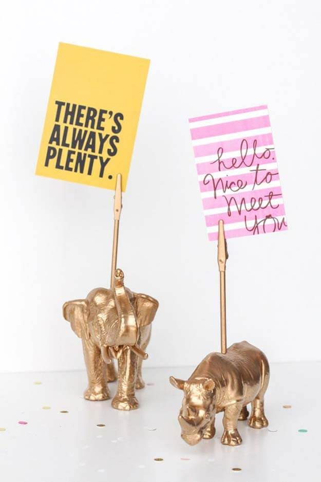 Golden Animal Memo Holder