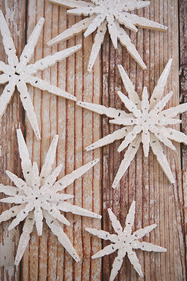 Snowflake Shaped Glittered Clothespin