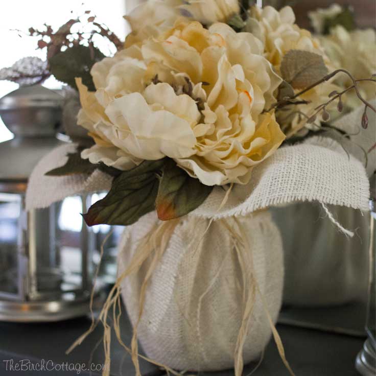 Rustic Fall Floral Burlap Centerpiece