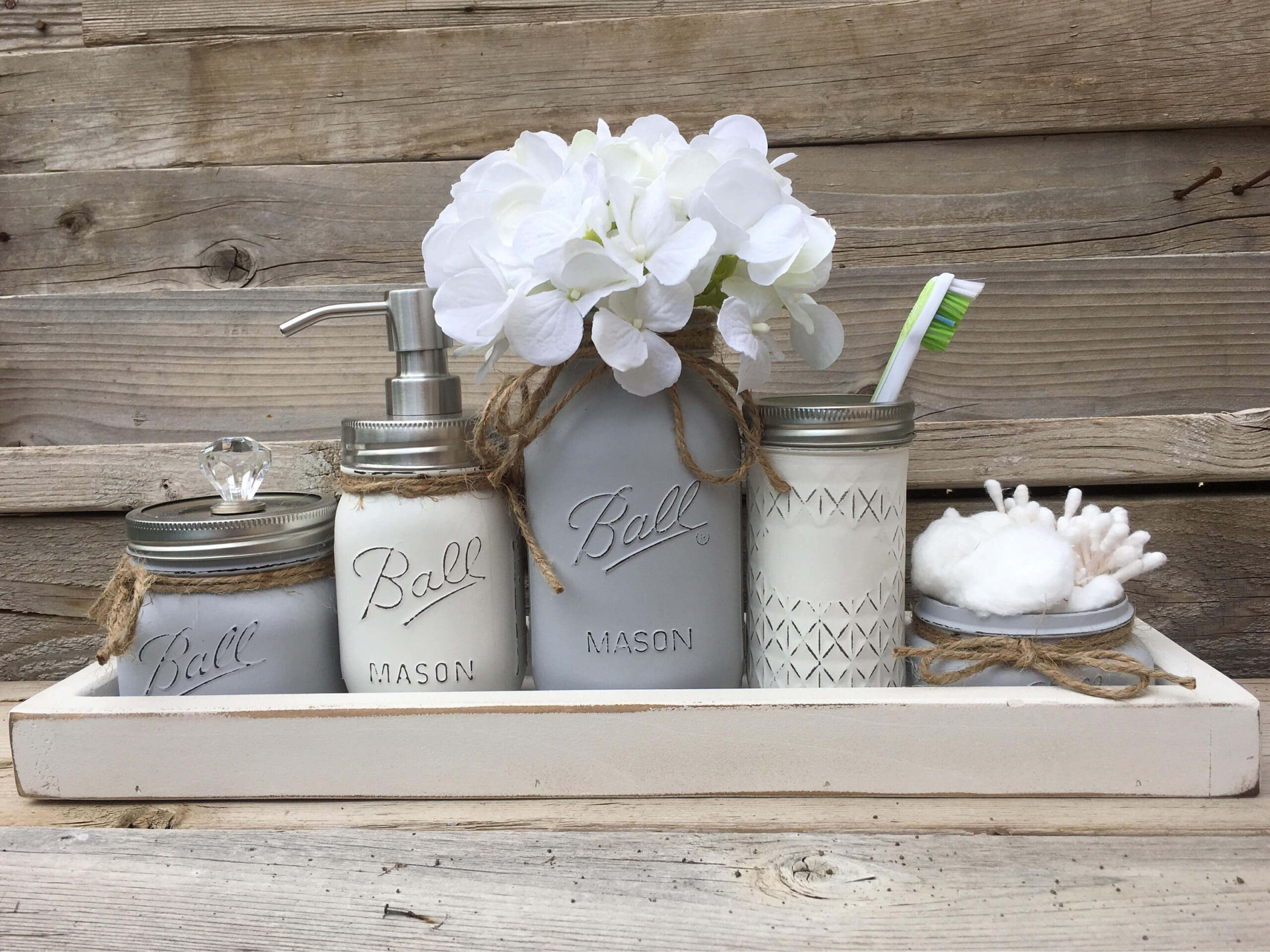 Chic Rustic Mason Jar Bathroom Set