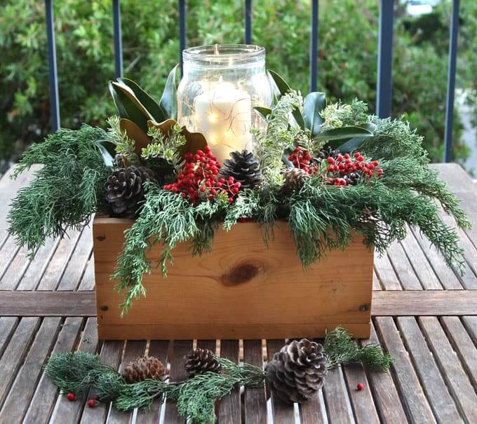 A Holly Jolly Candlelight Winter Arrangement