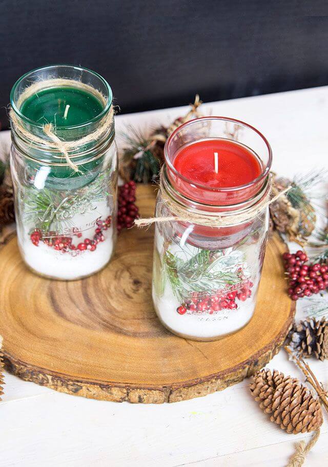 Festive Mason Jar Candle Display