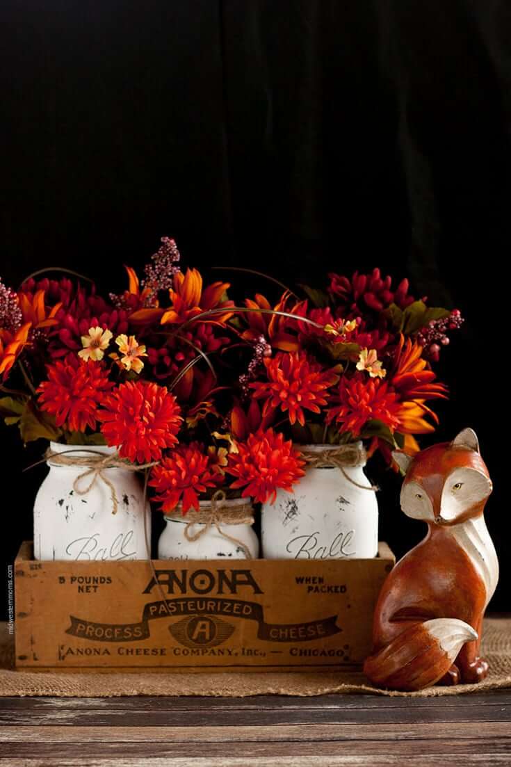 Distressed Fall Inspired Mason Jars