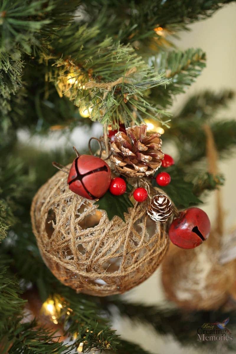 Twine Adornment with Pinecone and Bells