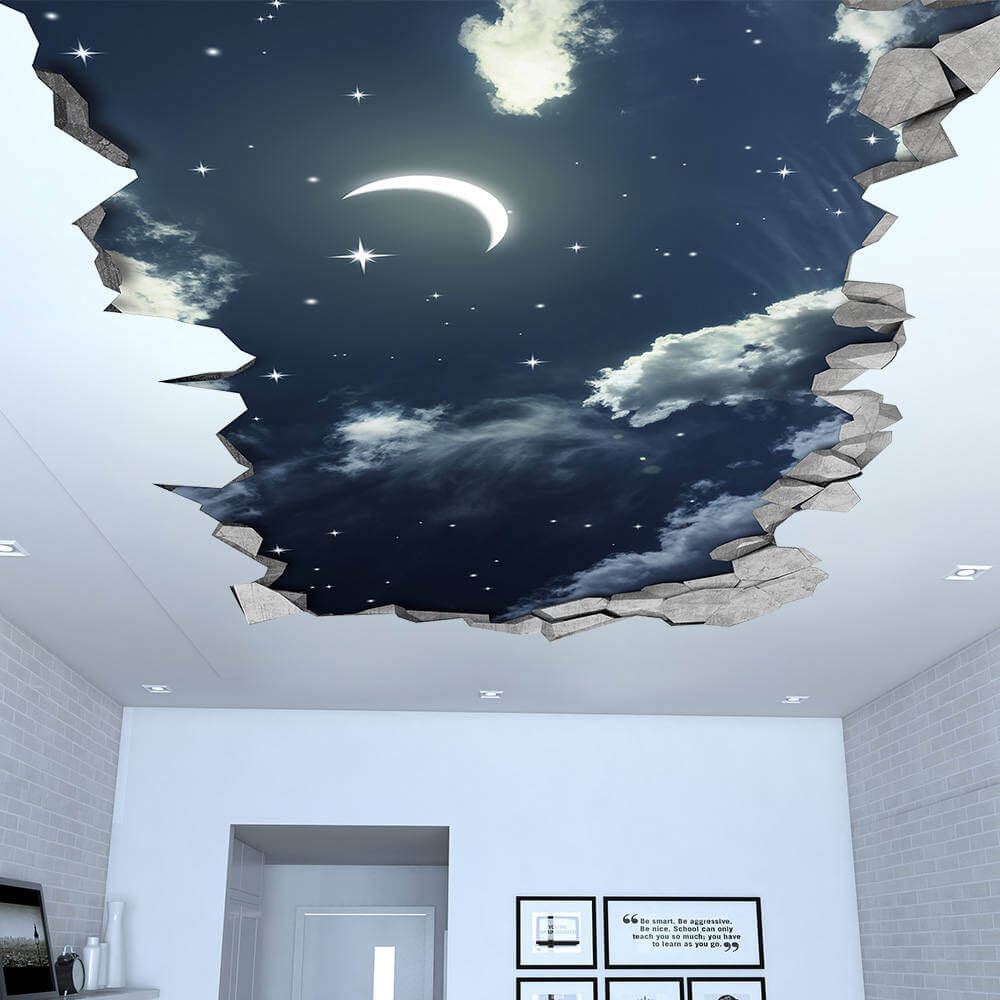 Night Sky 3D Effect Ceiling Wallpaper