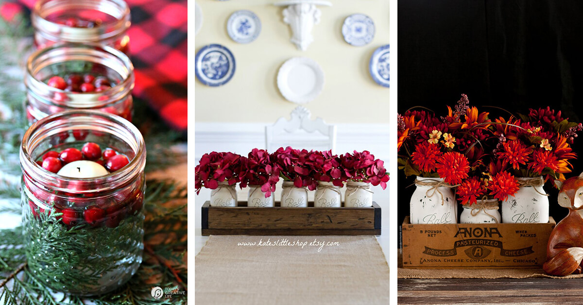 Featured image for 15 Thrifty Mason Jar Table Decorations and Centerpieces that Look Simply Amazing