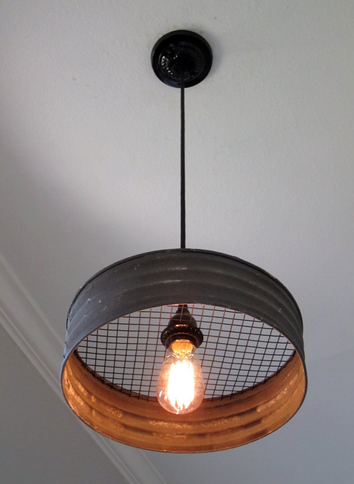 Rustic Metal Sifter Pendant Light