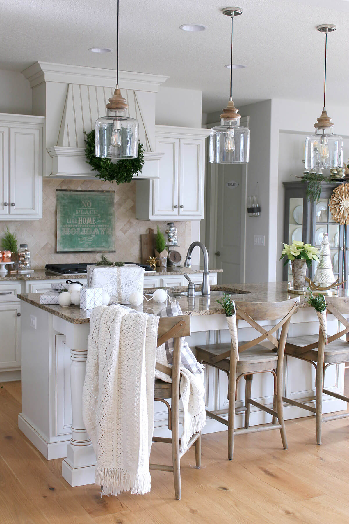 Farmhouse Chic Glass and Wood Pendant Lights