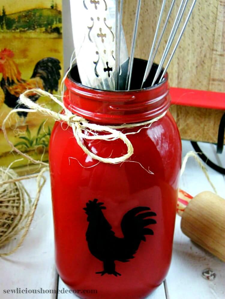 DIY Repurposed Red Mason Jars