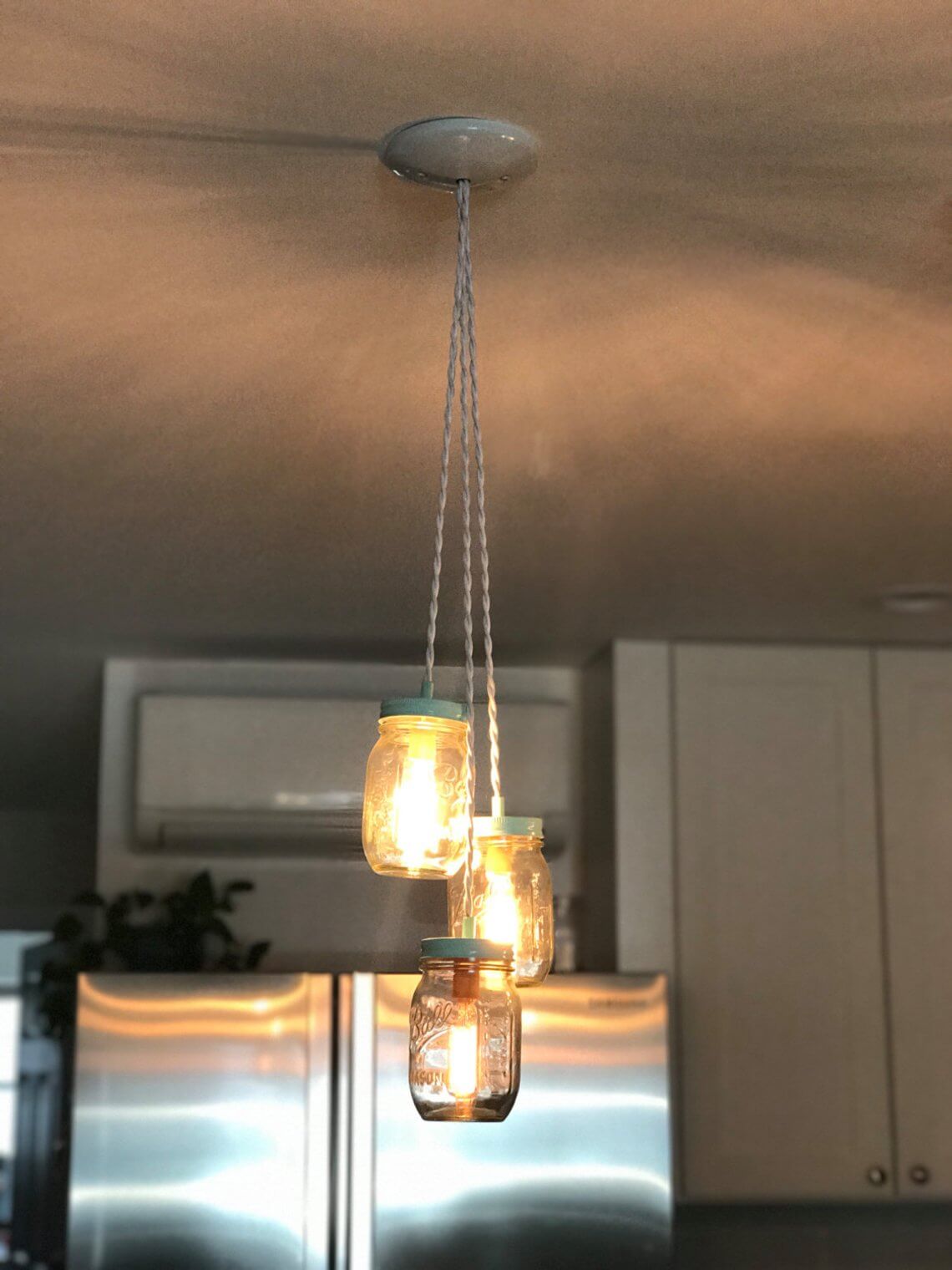 Triple Mason Jar Pendant Cluster Light