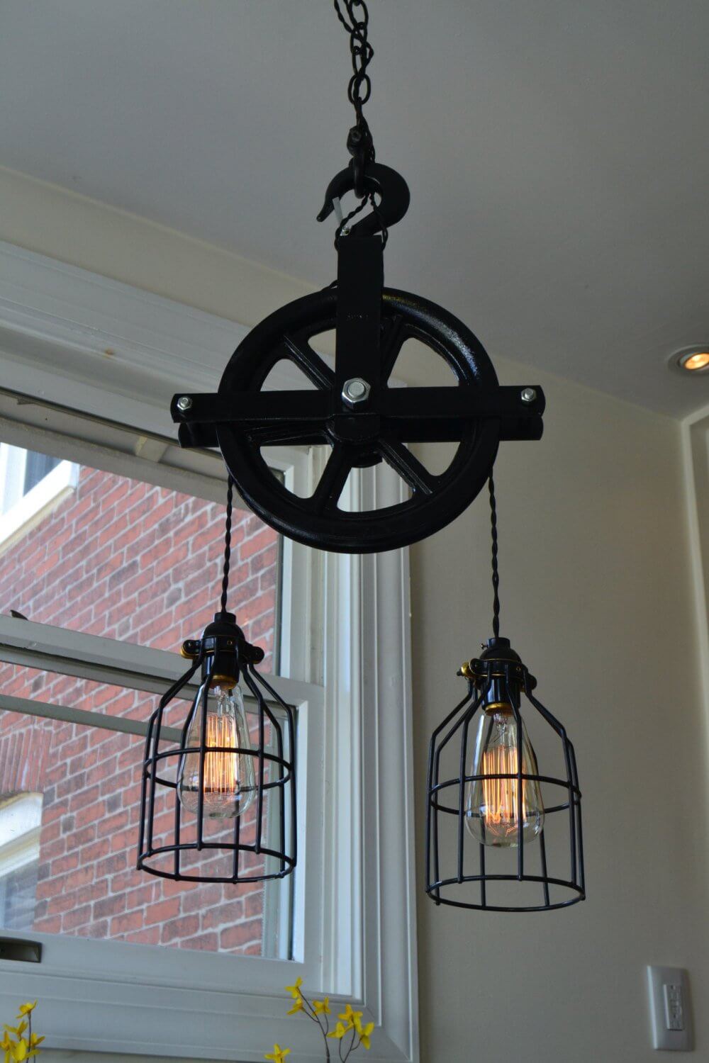 Antique Cast Iron Pulley Pendant Light