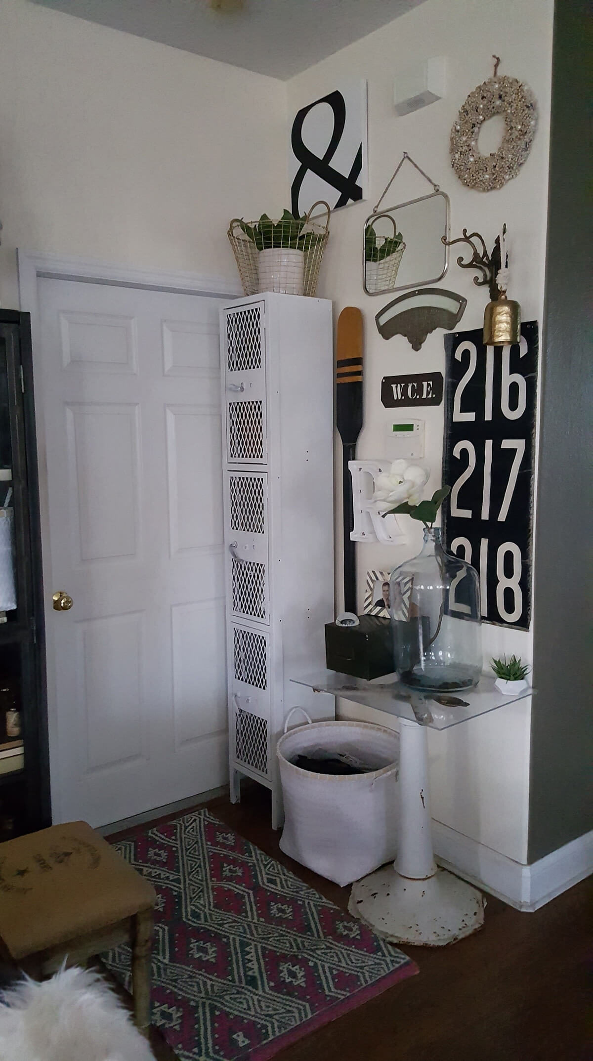 General Store Corner with Antique Signs and Tools