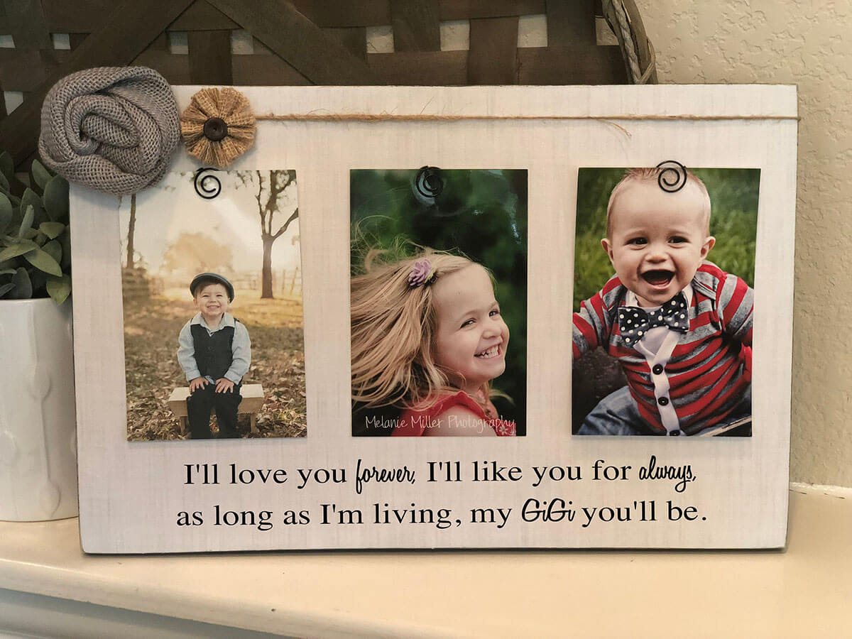 Farmhouse Chic Three Photo Grandkid Display