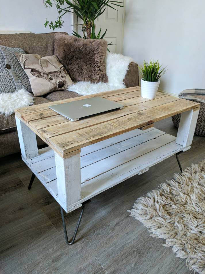 Gravity-Defying Table of Reclaimed, Distressed, Wood