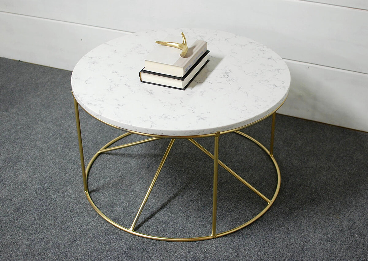 Upscaled Round Marble Table and Steel