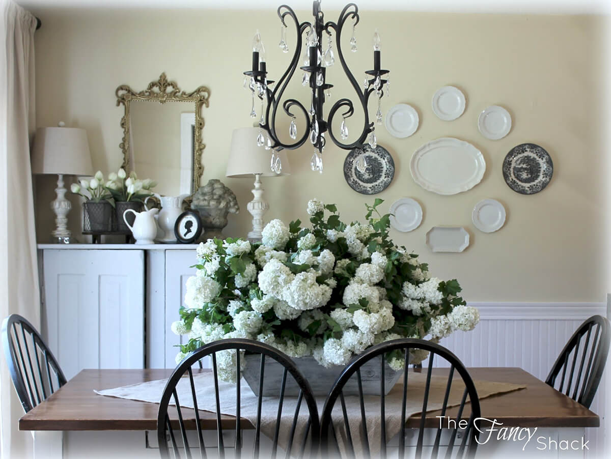 Viburnum and White Wooden Basket