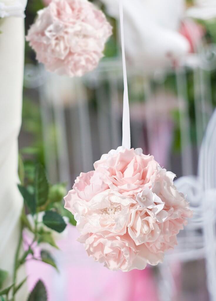 Gravity-Defying Pink Flower Ball Arrangement