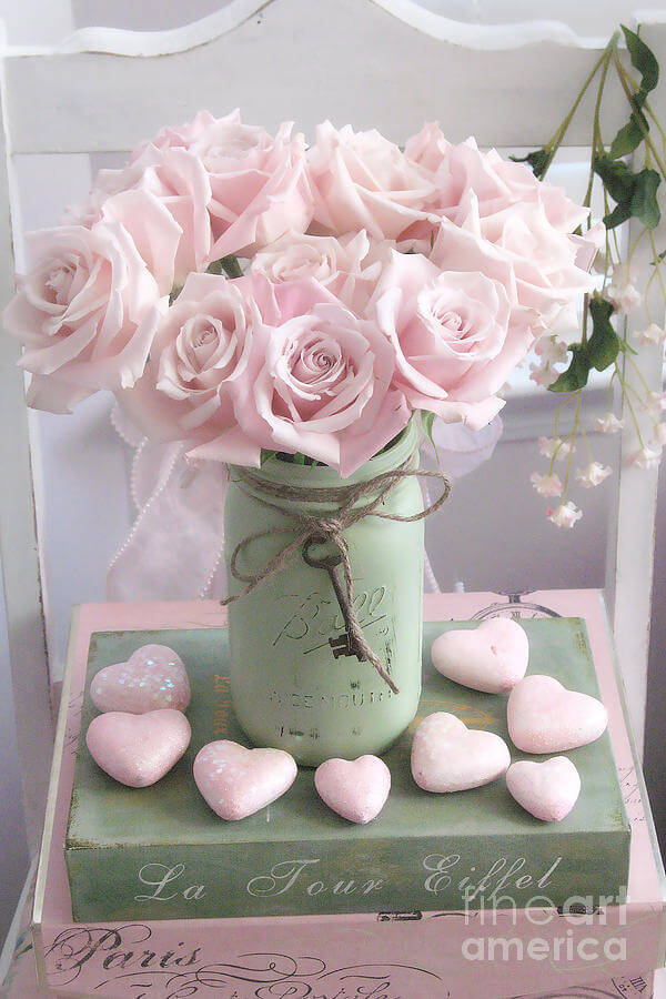 Grey Mason Jar with Flowers