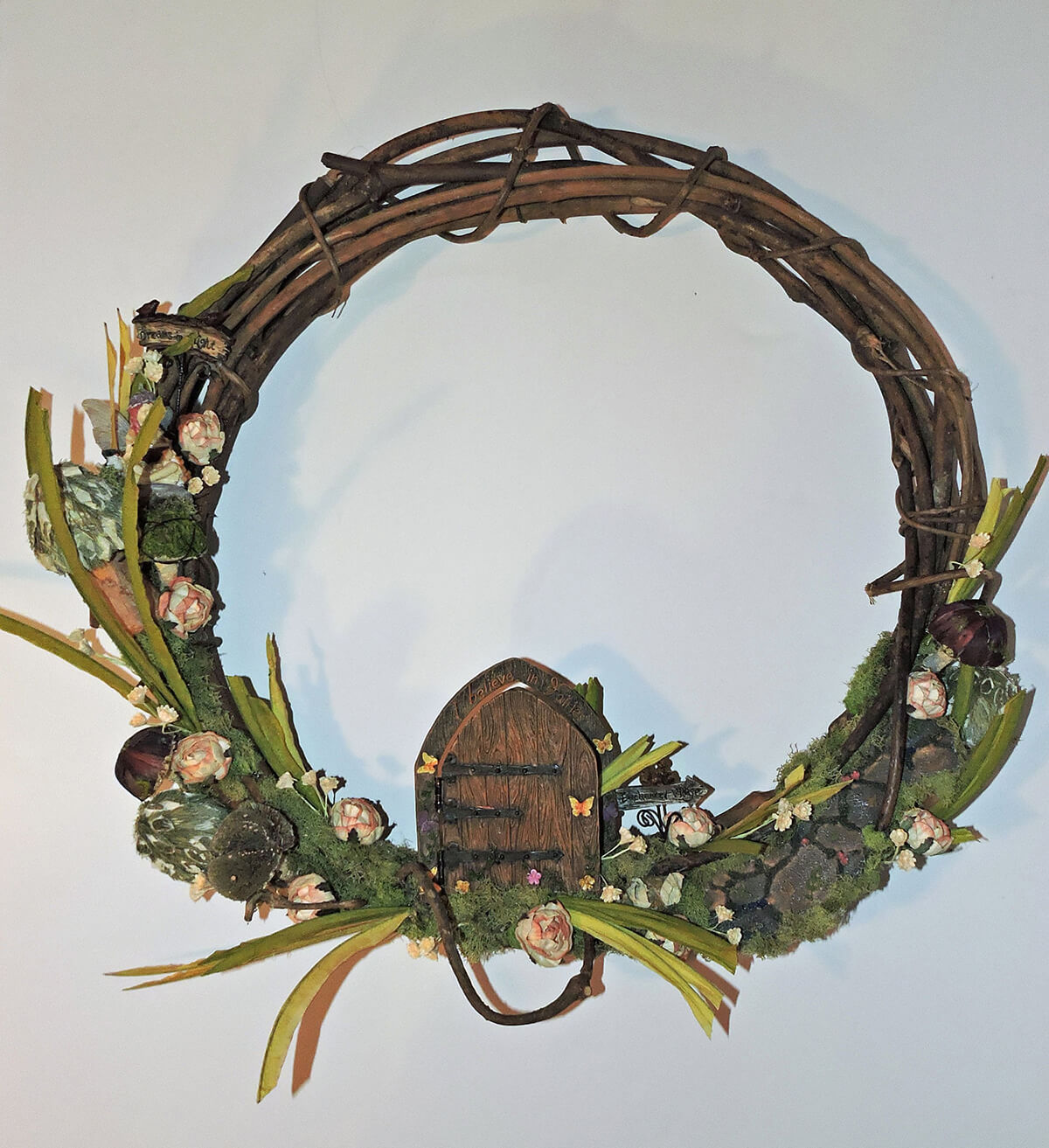 Beautiful Wooden Wreath with Door