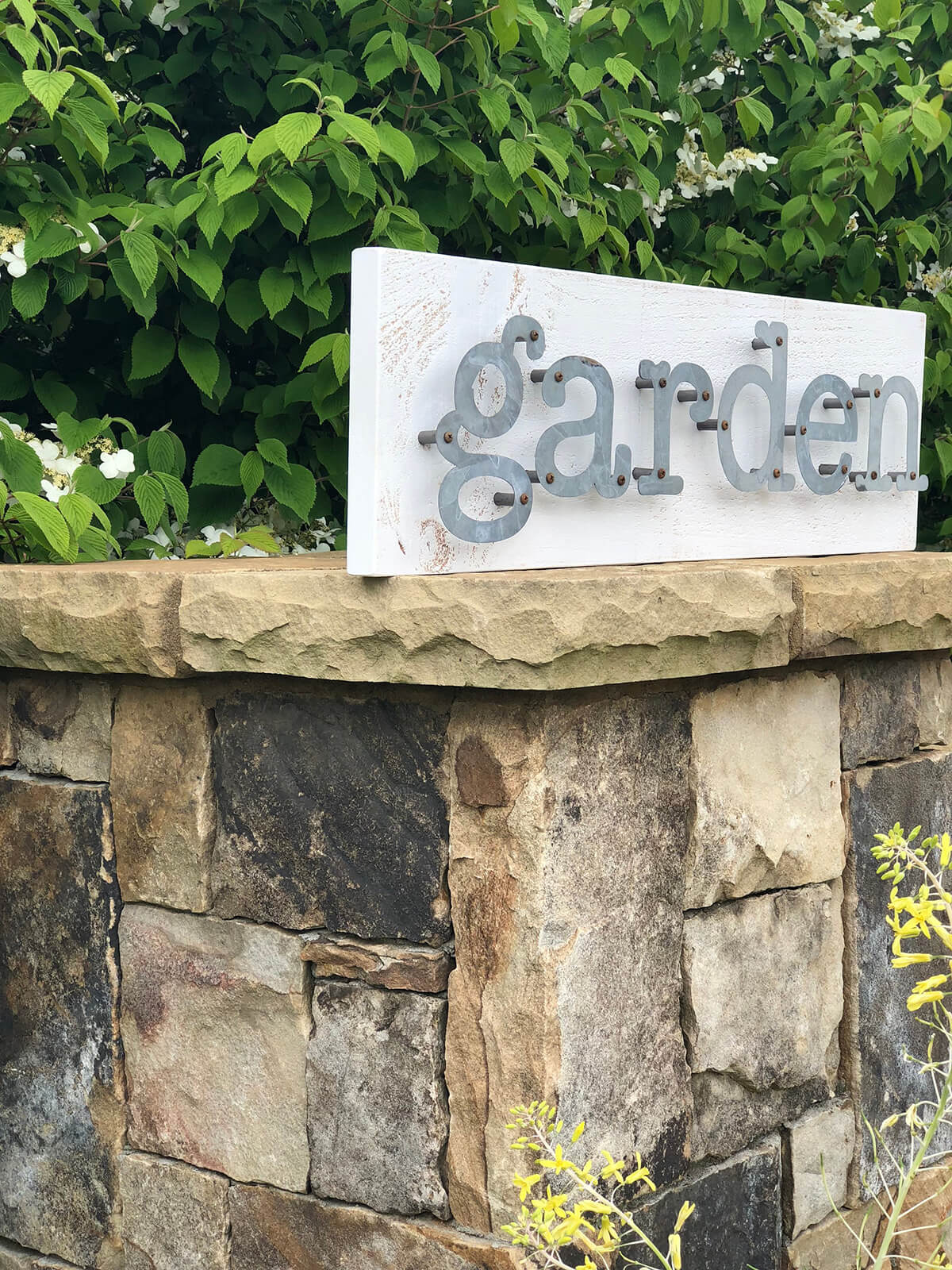 Wooden "Garden" Sign with Metal Letters