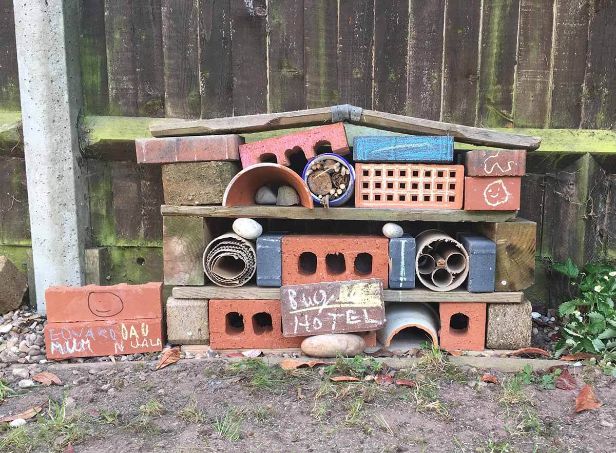 A Bug Hotel with Natural Materials and Recyclables