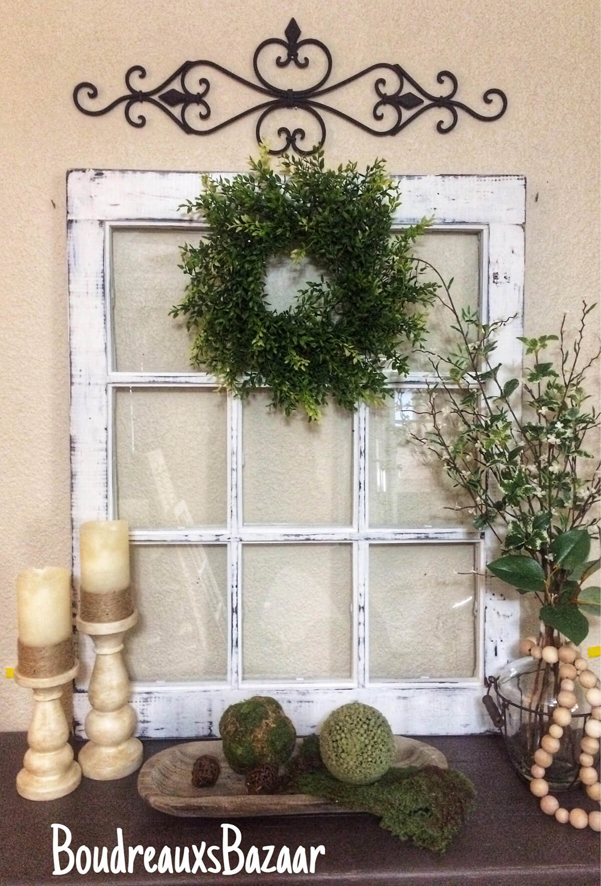 Window Pane and Wreath Entry Display