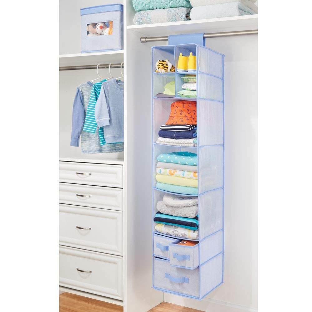 Hanging Blue Herringbone Closet Storage