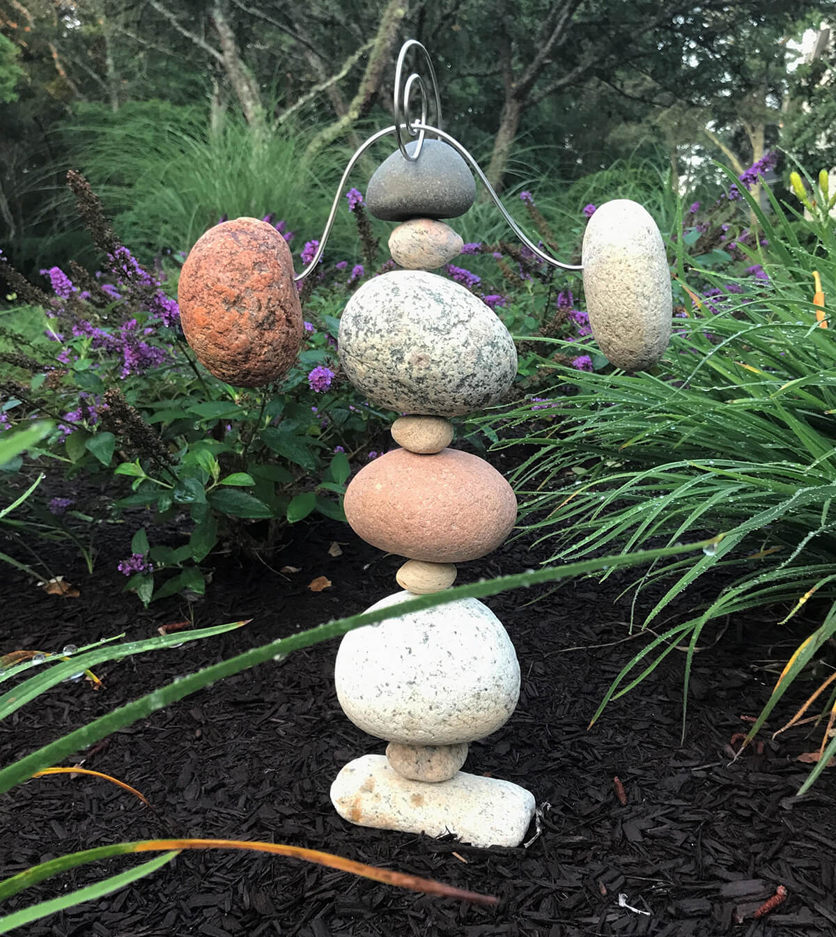 Stone Column and Scale Garden Statue