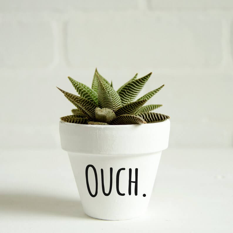 Plain White Pot with Custom Message