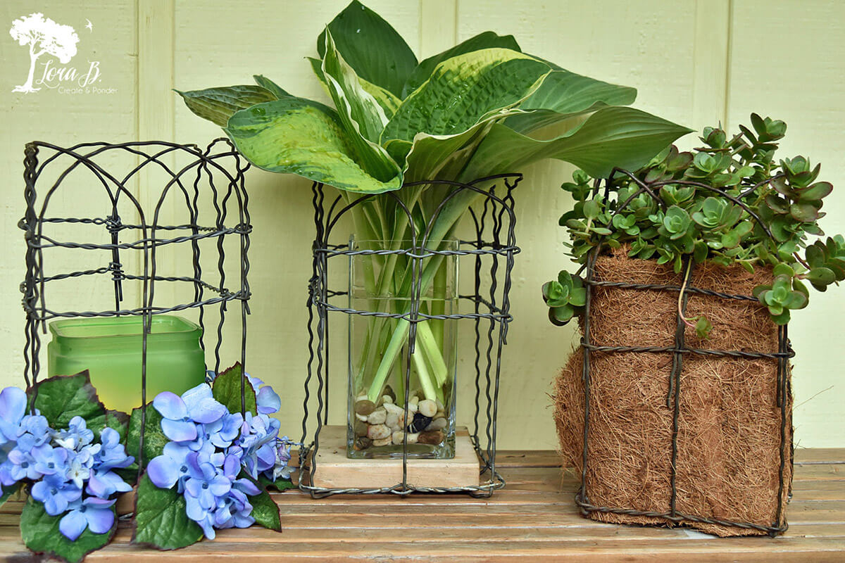 Simple Chicken Wire Vase and Candle Wrappers