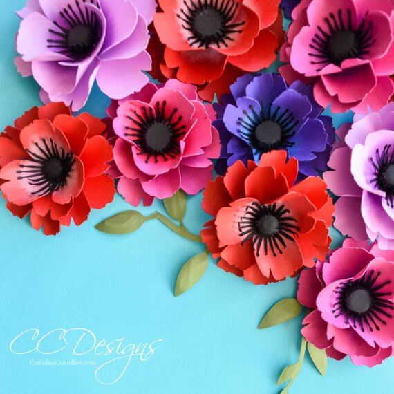 Springtime Color Bursting Paper Poppy Template