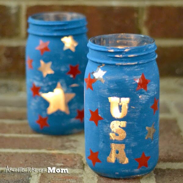 Scratched Paint Fourth of July Votive