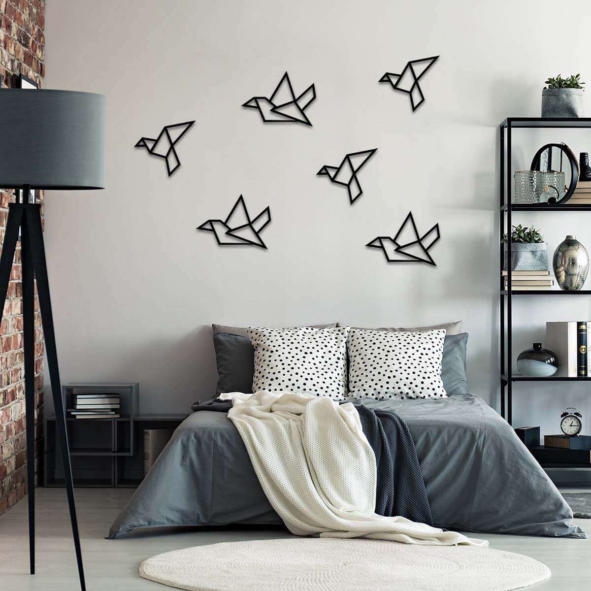 Metal Wall Art in Geometric Bird Shapes