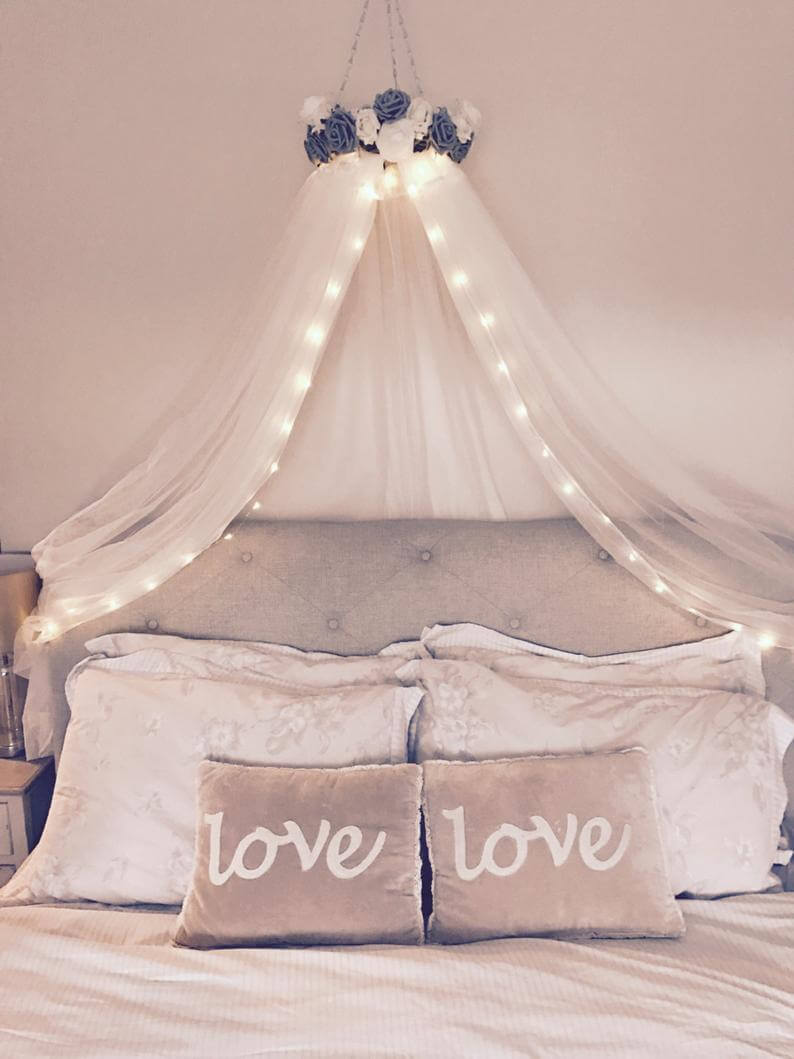 Handmade Cot Canopy with String Lights