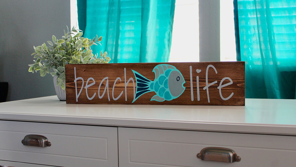 Beach Life Wooden Plank Sign