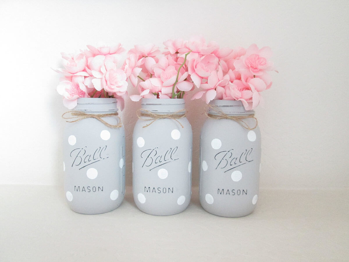 Modern Gray with White Polka Dot Jars